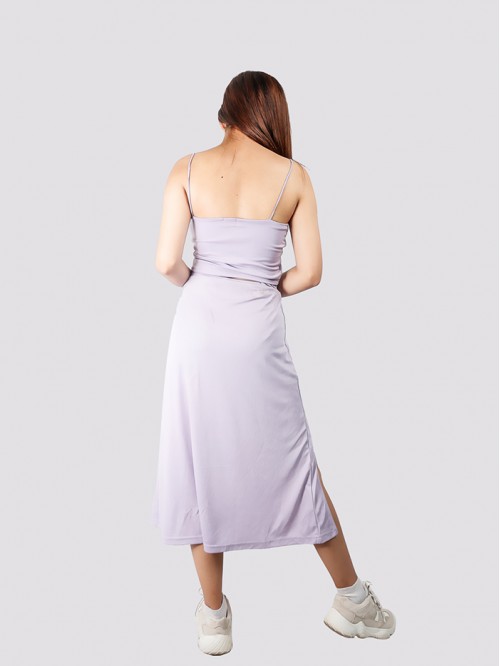 Lilac Side Slit A Line Skirt